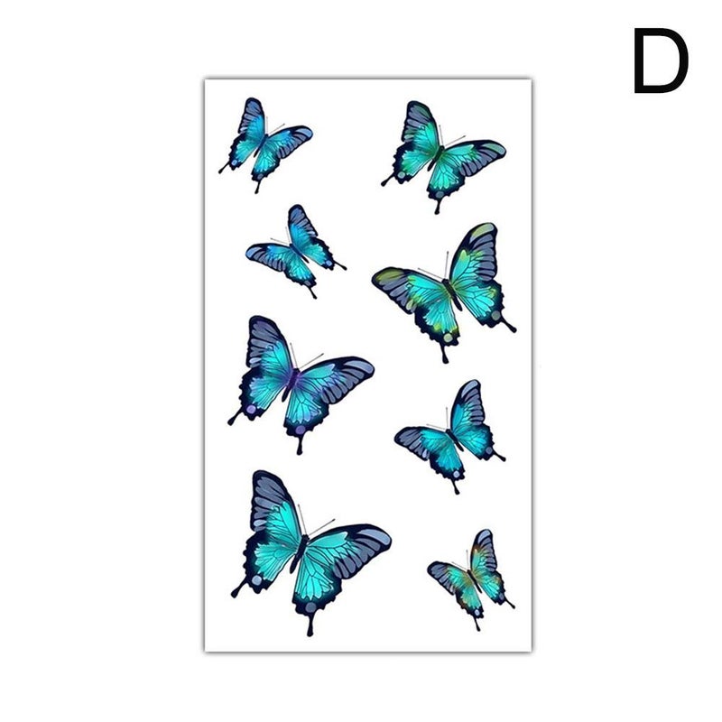 ملصقات وشم مؤقتة لطيفة وبسيطة مع حروف إنجليزية وزهور وفراشات وخطوط تخطيطية. ملصقات وشم مؤقتة مقاومة للماء.